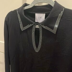 Black sweater with diamond studs